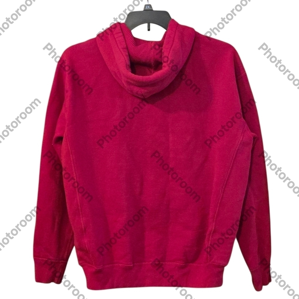Y2K Polo Ralph Lauren Double Knit Red Full Zip Hoodie Mens Pony Logo Sweatshirt - Picture 2 of 14